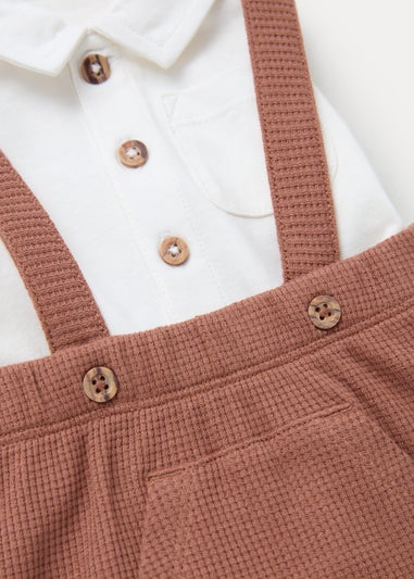 Baby Brown Waffle T-Shirt & Dungarees Set (Newborn-23mths)