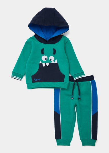 Boys Navy & Green Hoodie & Joggers Set (9mths-6yrs)