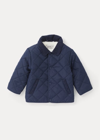 Navy Quilted Cord Collar Jacket (9mths-6yrs)
