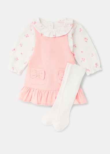 Baby Pink Cord Dress Top & Tights Set (Newborn-18mths)