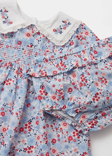 Baby Blue Floral Dress & Knickers Set (Newborn-18mths)