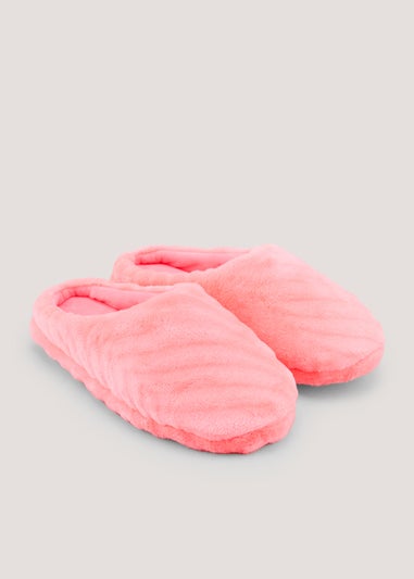Girls Pink Faux Fur Mule Slippers (Younger 13-Older 5)