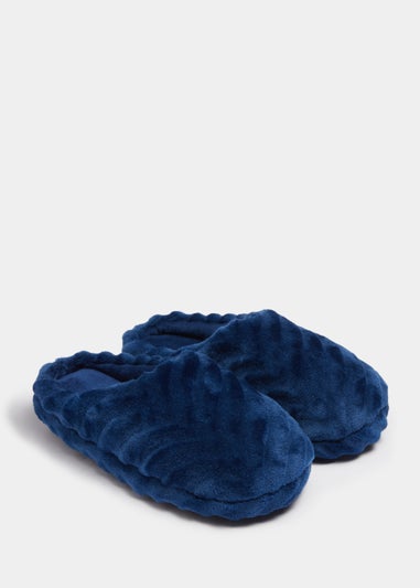 Boys Navy Mule Slippers (Younger 13-Older 6)