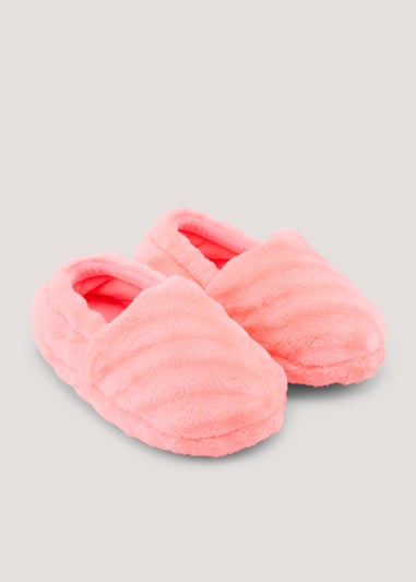 Girls Pink Faux Fur Mule Slippers (Younger 4-12)