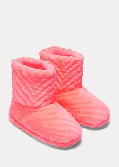 Girls Pink Slipper Boots (Younger 4-12)