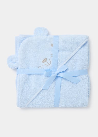 Blue Bear Hooded Baby Towel