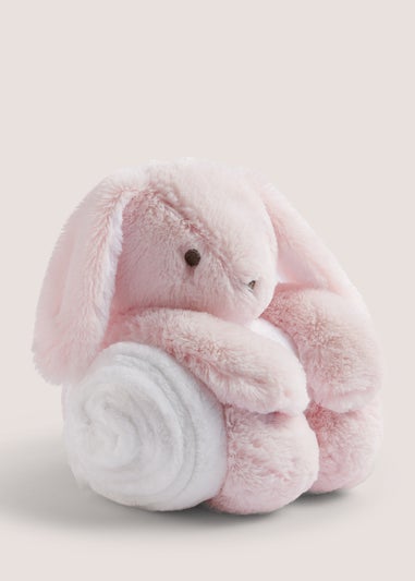 Pink Bunny Teddy Baby Blanket