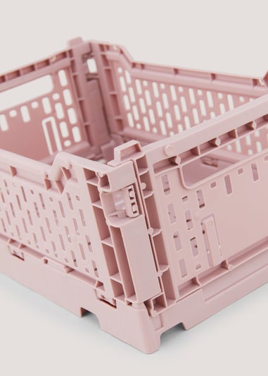 Pink Small Collapsible Storage Basket (15.5cm x 17.5cm x 10.5cm)