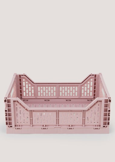 Pink Large Collapsible Storage Basket (30cm x 40cm x 14.5cm)