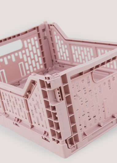 Pink Large Collapsible Storage Basket (30cm x 40cm x 14.5cm)