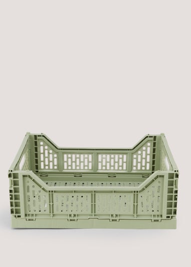 Green Large Collapsible Storage Basket (30cm x 40cm x 14.5cm)
