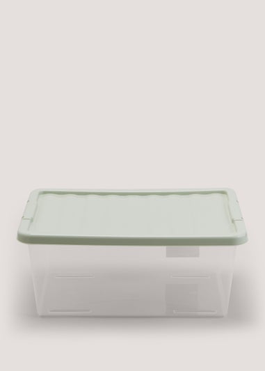 Green Lid Clear Storage Box (37cm x 15.5cm)