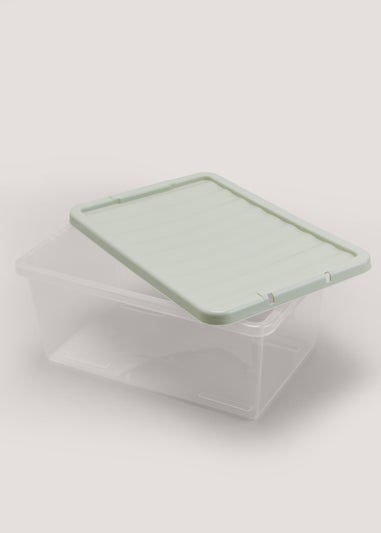 Green Lid Clear Storage Box (37cm x 15.5cm)