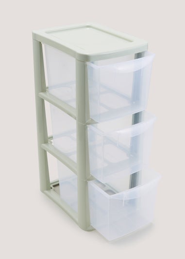 Set of 3 Green Small Plastic Drawers