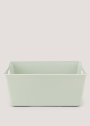 Green Large Plastic Storage Tray (33.5cm x 26cm x 15cm)