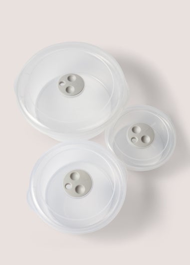 3 Pack Clear Round Microwave Containers