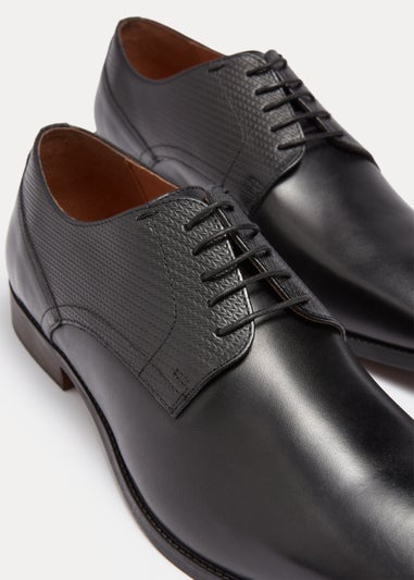Black Real Leather Embossed Derby Shoes