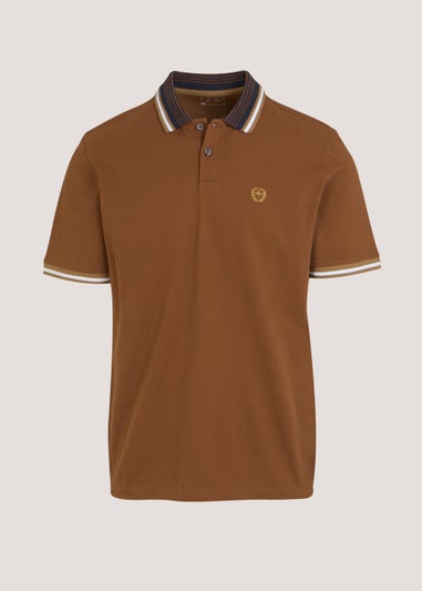 Brown Tortoise Shell Tipped Polo Shirt