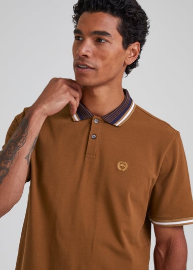 Brown Tortoise Shell Tipped Polo Shirt