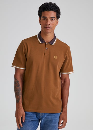 Brown Tortoise Shell Tipped Polo Shirt