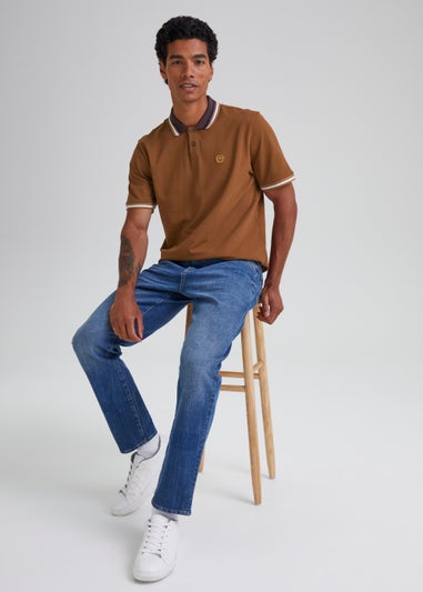 Brown Tortoise Shell Tipped Polo Shirt