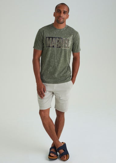 Khaki Acid Wash Marvel T-Shirt