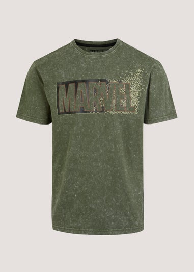 Khaki Acid Wash Marvel T-Shirt