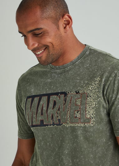 Khaki Acid Wash Marvel T-Shirt