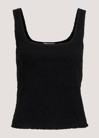 Black Shirred Vest Top