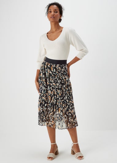 Et Vous Animal Print Pleated Skirt