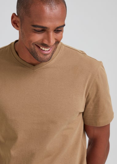 Brown Essential V Neck T-Shirt