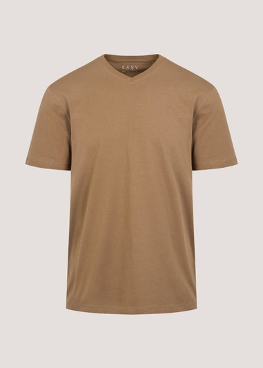 Brown Essential V Neck T-Shirt