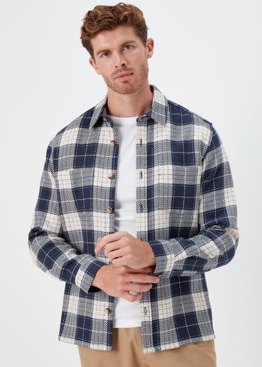 Navy Check Open Weave Overshirt