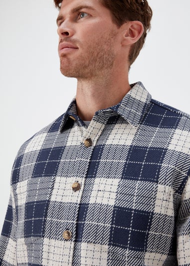 Navy Check Open Weave Overshirt