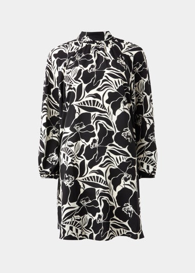 Et Vous Black Monochrome Floral High Neck Tunic Dress