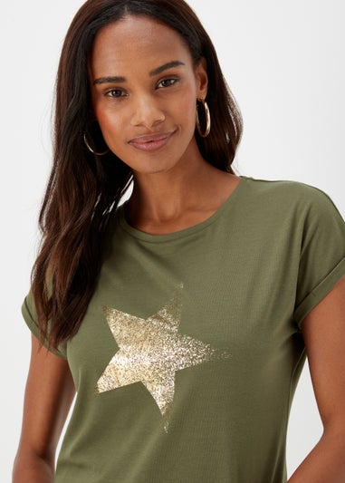 Khaki Star Print T-Shirt