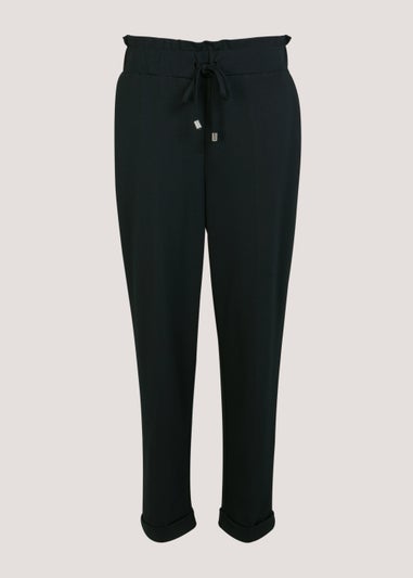 Black Paperbag Tapered Trousers