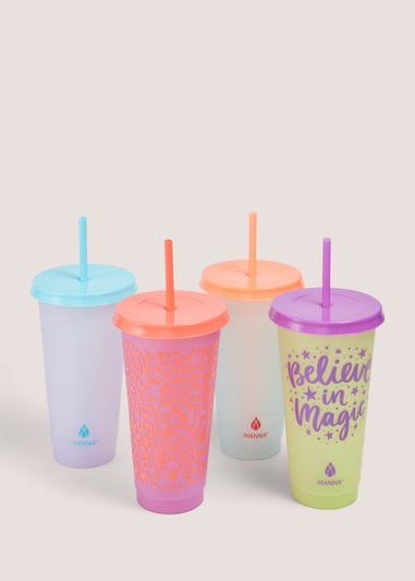 4 Pack Multicoloured Colour Changing Tumblers (710ml)