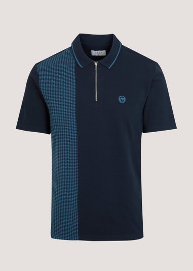 Blue Houndstooth Regular Fit Polo Shirt