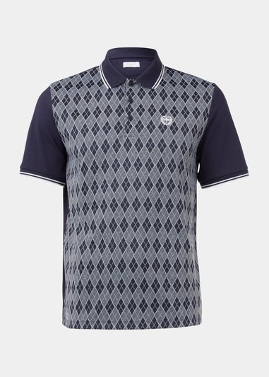 Grey Argyle Print Smart Polo Shirt