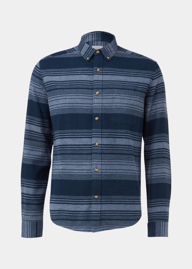 Blue Stripe Print Brushed Shirt