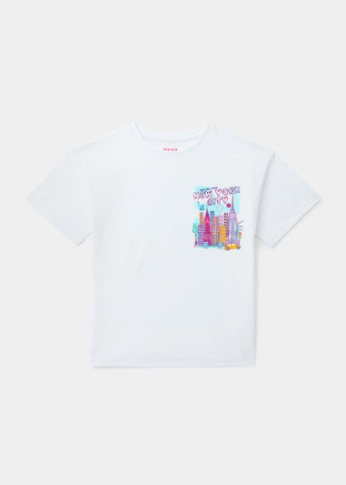 Girls White New York T-Shirt (4-13yrs)