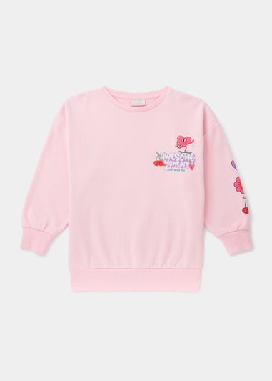Girls Pink Awesome Sweatshirt (4-13yrs)