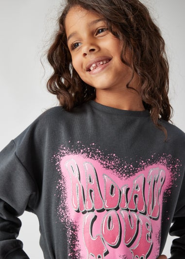 Girls Charcoal Butterfly Sweatshirt (4-13yrs)