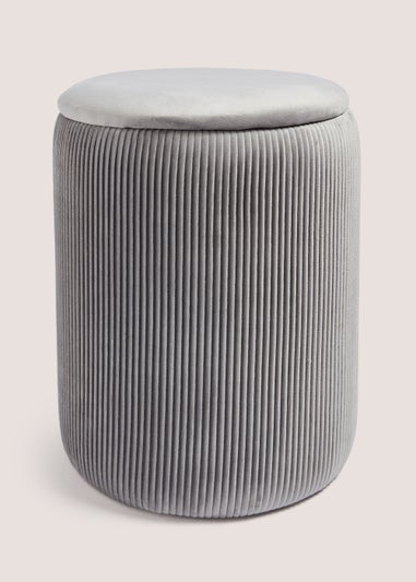 Grey Velvet Storage Pouffe (33cm x 33cm x 40cm)