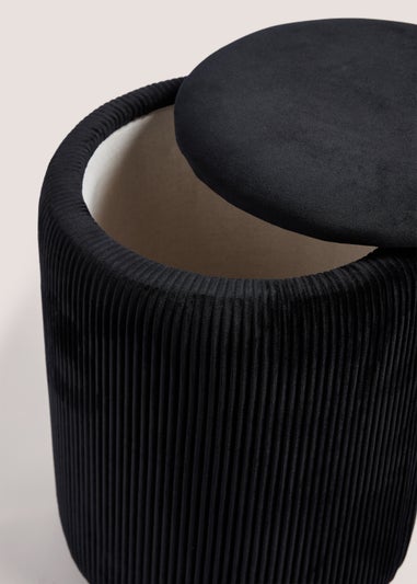 Black Velvet Storage Pouffe (33cm x 33cm x 40cm)