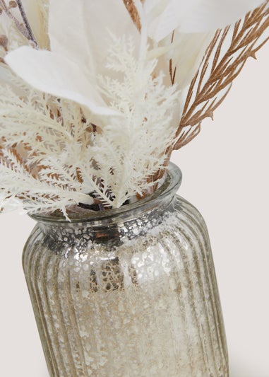 Dried Faux Flowers in Mercury Pot (40cm)