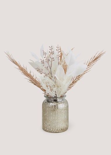 Dried Faux Flowers in Mercury Pot (40cm)