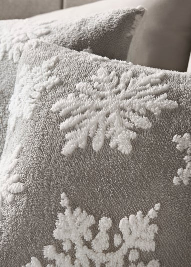 Grey Snowflake Teddy Fleece Duvet Cover