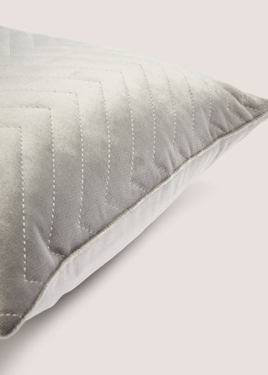 Grey Velvet Quilted Cushion (30cm x 50cm)